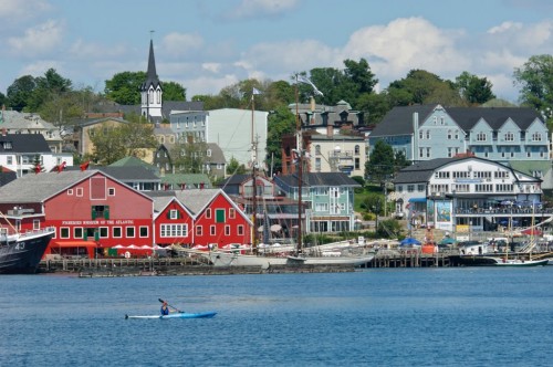 Kayaker has excellent view of Lunenburg waterfront - Credit Photo Nova Scotia Tourism