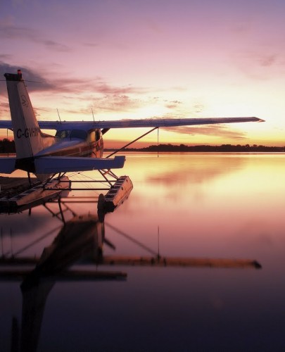 Hydravion au coucher du soleil- Crédit photo Ontario Tourism